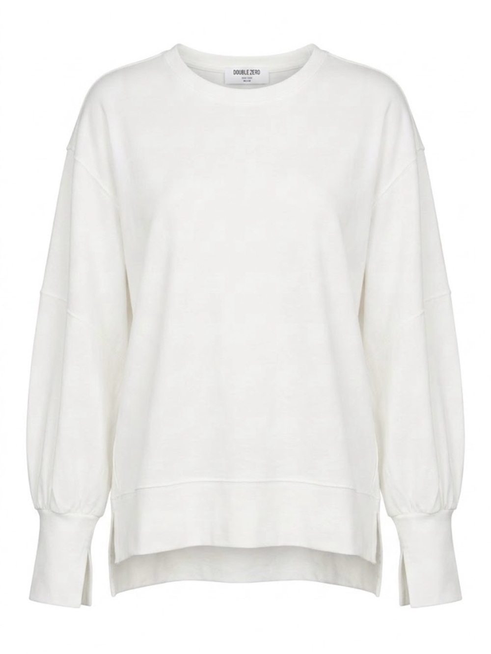 NWT Double Zero White Puff Sleeve Knit Top Split Cuffs - Large